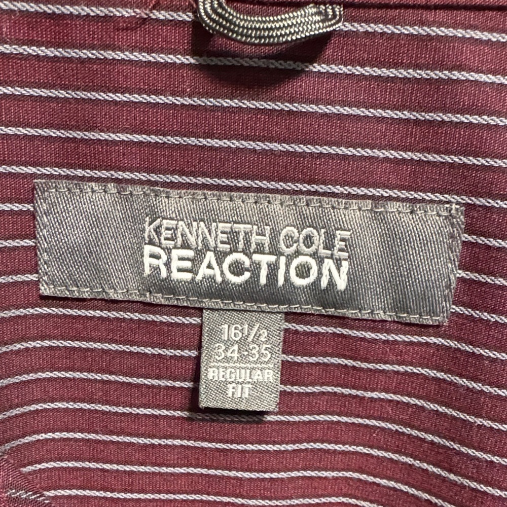 Kenneth Cole Men's Deep Burgundy Striped Dress Shirt - Picture 2 of 4